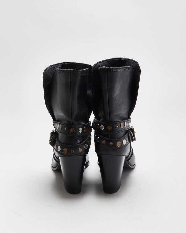 Vintage Fossil Leather Studded Boots - UK8