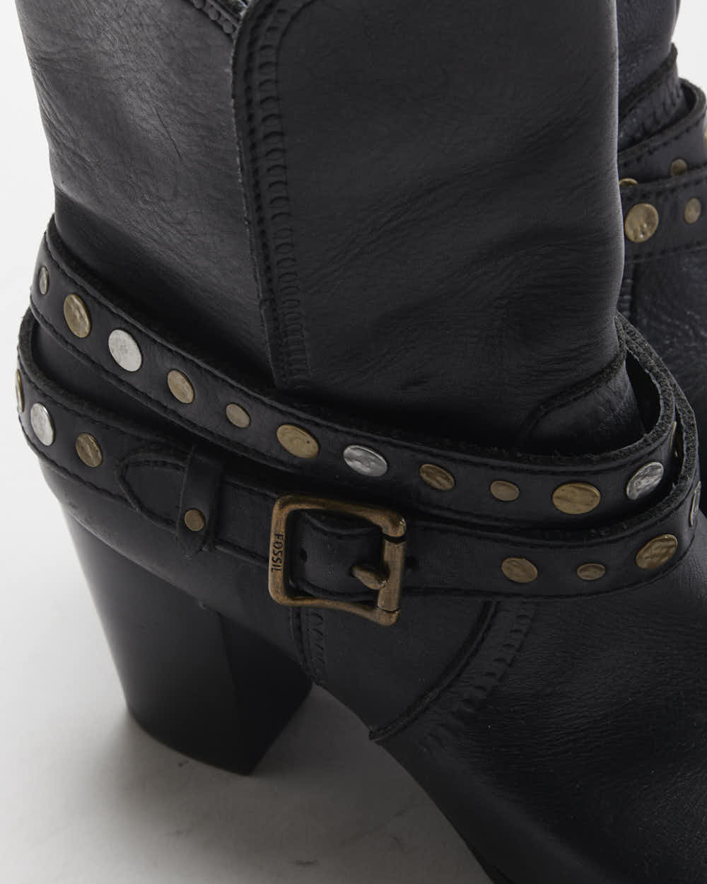 Vintage Fossil Leather Studded Boots - UK8