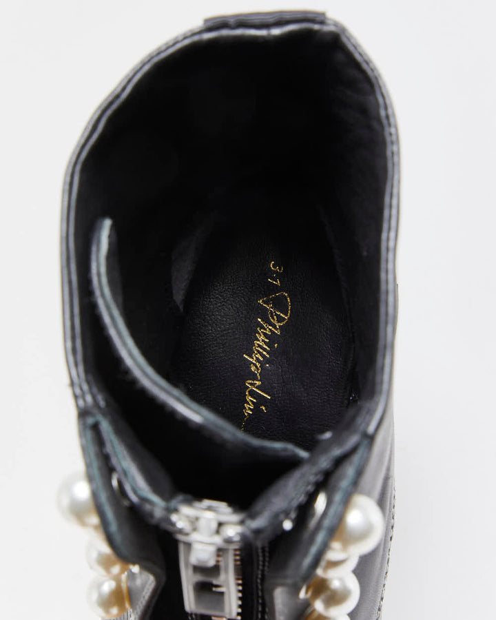3.1 Philip Lim Women's Leather Lug Pearl Zipper Combat Boots - UK6