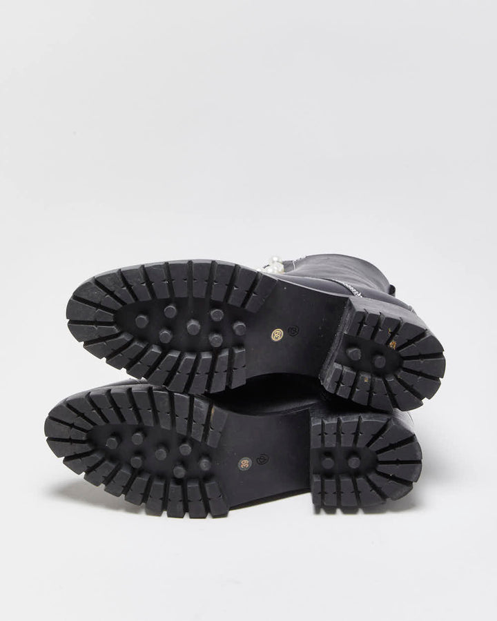 3.1 Philip Lim Women's Leather Lug Pearl Zipper Combat Boots - UK6