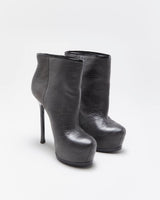 Vintage Y2K 00s Yves Saint Laurent Tribtoo Embossed Tejus Nubuk Leather Platform High Heel Boots - UK3.5