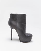 Vintage Y2K 00s Yves Saint Laurent Tribtoo Embossed Tejus Nubuk Leather Platform High Heel Boots - UK3.5