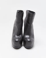 Vintage Y2K 00s Yves Saint Laurent Tribtoo Embossed Tejus Nubuk Leather Platform High Heel Boots - UK3.5