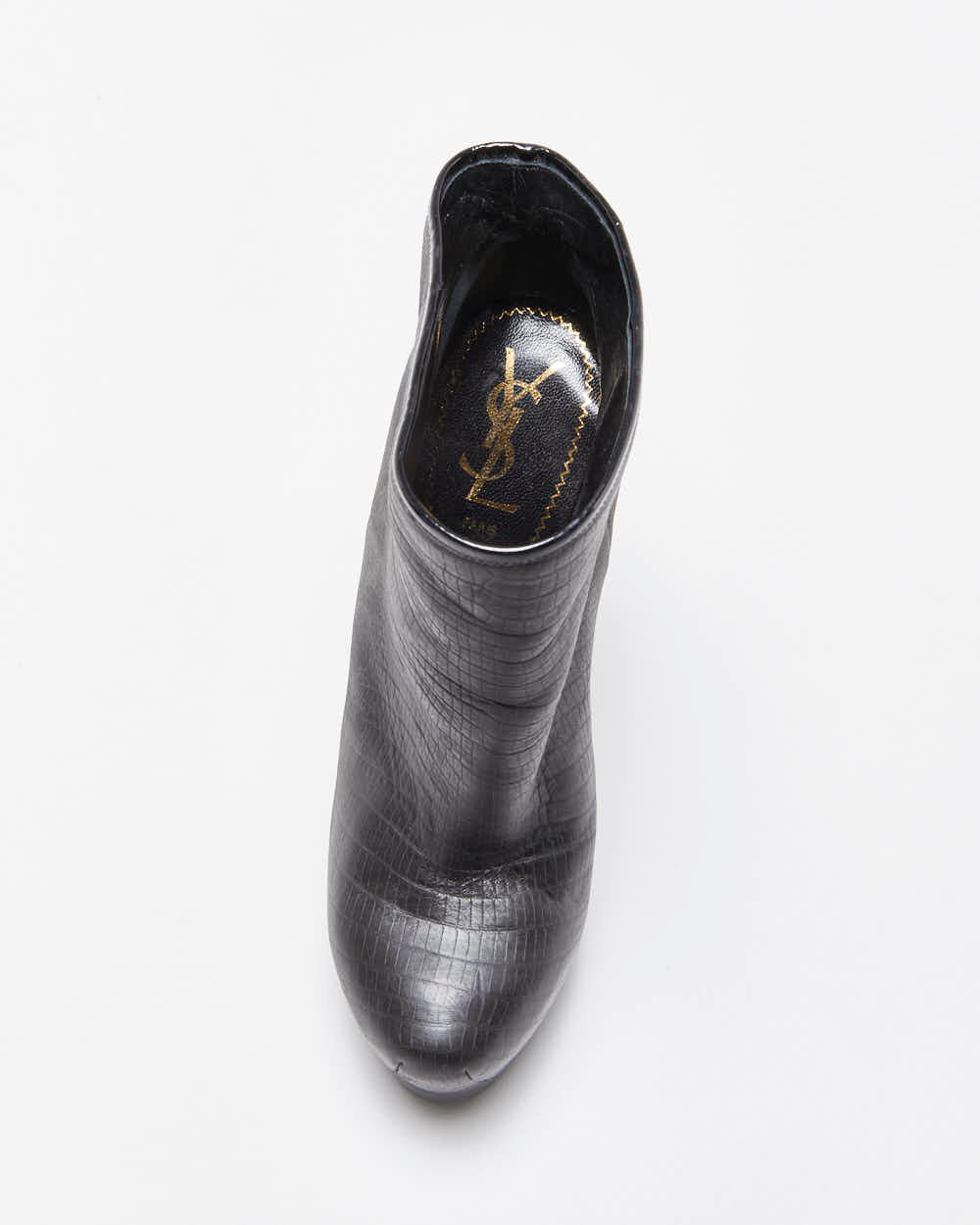 Vintage Y2K 00s Yves Saint Laurent Tribtoo Embossed Tejus Nubuk Leather Platform High Heel Boots - UK3.5