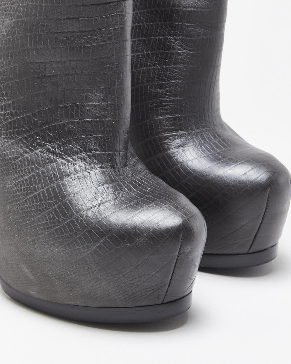 Vintage Y2K 00s Yves Saint Laurent Tribtoo Embossed Tejus Nubuk Leather Platform High Heel Boots - UK3.5