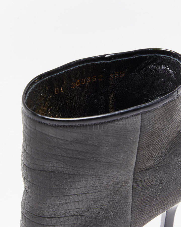 Vintage Y2K 00s Yves Saint Laurent Tribtoo Embossed Tejus Nubuk Leather Platform High Heel Boots - UK3.5