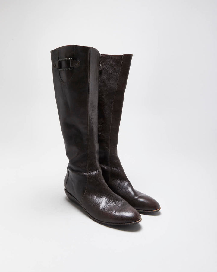 Vintage Y2K 00s Cole Haan x Nike Air Knee High Leather Low Heel Boots - UK 6