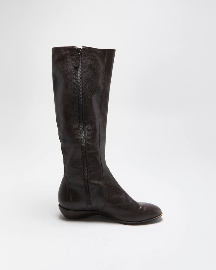 Vintage Y2K 00s Cole Haan x Nike Air Knee High Leather Low Heel Boots - UK 6