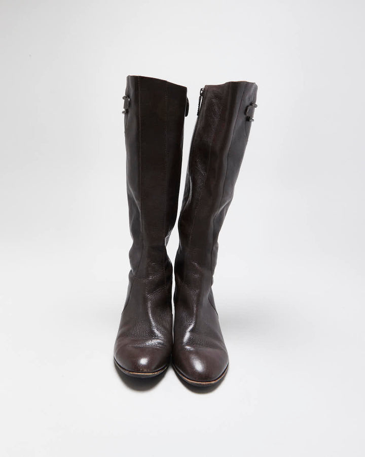 Vintage Y2K 00s Cole Haan x Nike Air Knee High Leather Low Heel Boots - UK 6