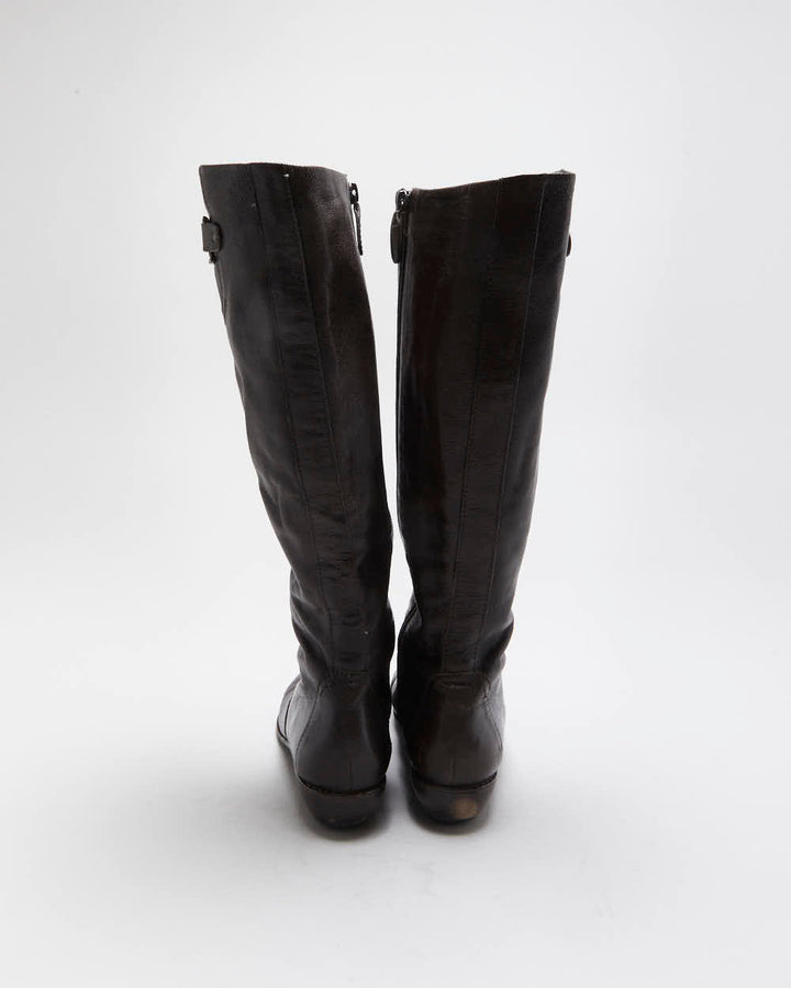 Vintage Y2K 00s Cole Haan x Nike Air Knee High Leather Low Heel Boots - UK 6