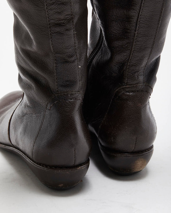 Vintage Y2K 00s Cole Haan x Nike Air Knee High Leather Low Heel Boots - UK 6