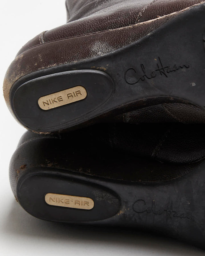 Vintage Y2K 00s Cole Haan x Nike Air Knee High Leather Low Heel Boots - UK 6