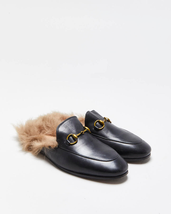SS2021 Gucci Princetown Women's Leather Horsebit Fur Lined Mules - UK 3