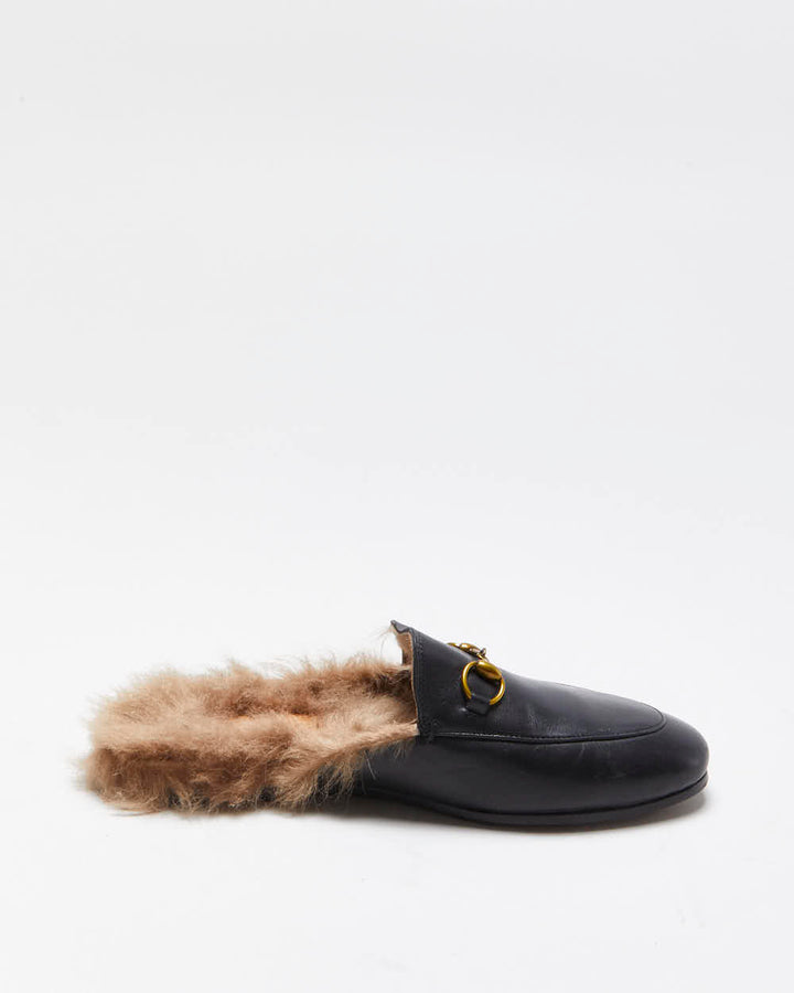 SS2021 Gucci Princetown Women's Leather Horsebit Fur Lined Mules - UK 3