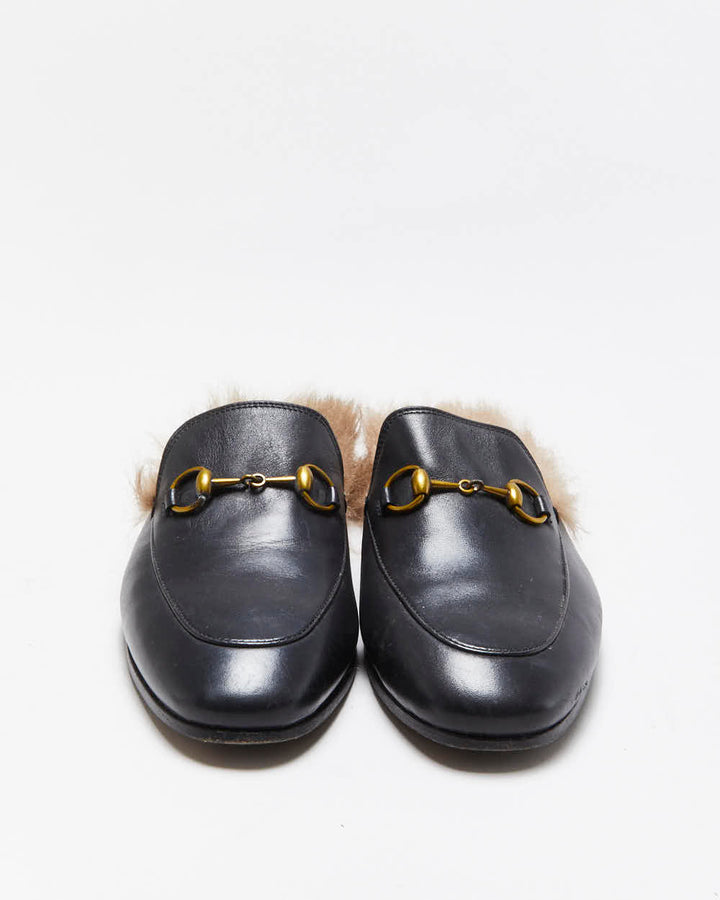 SS2021 Gucci Princetown Women's Leather Horsebit Fur Lined Mules - UK 3