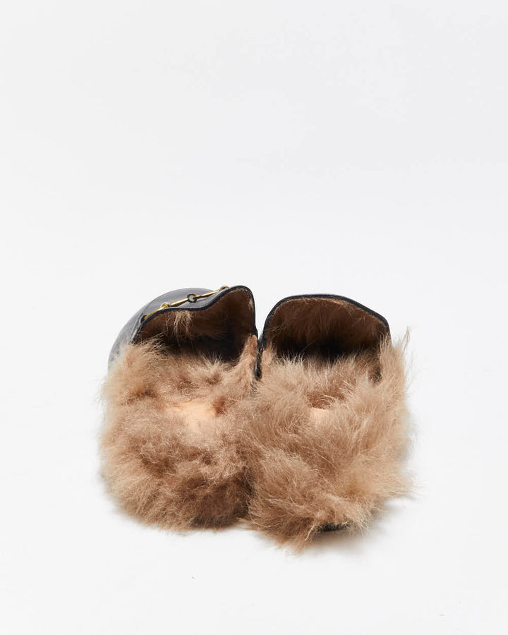SS2021 Gucci Princetown Women's Leather Horsebit Fur Lined Mules - UK 3