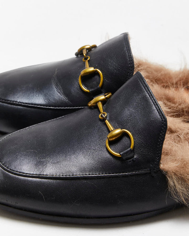 SS2021 Gucci Princetown Women's Leather Horsebit Fur Lined Mules - UK 3