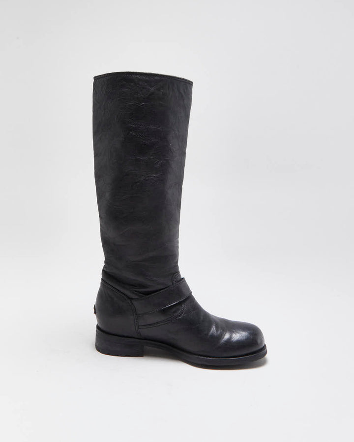 Vintage Y2K 00s Jimmy Choo Yule Leather Knee High Women's Biker Boots - UK3