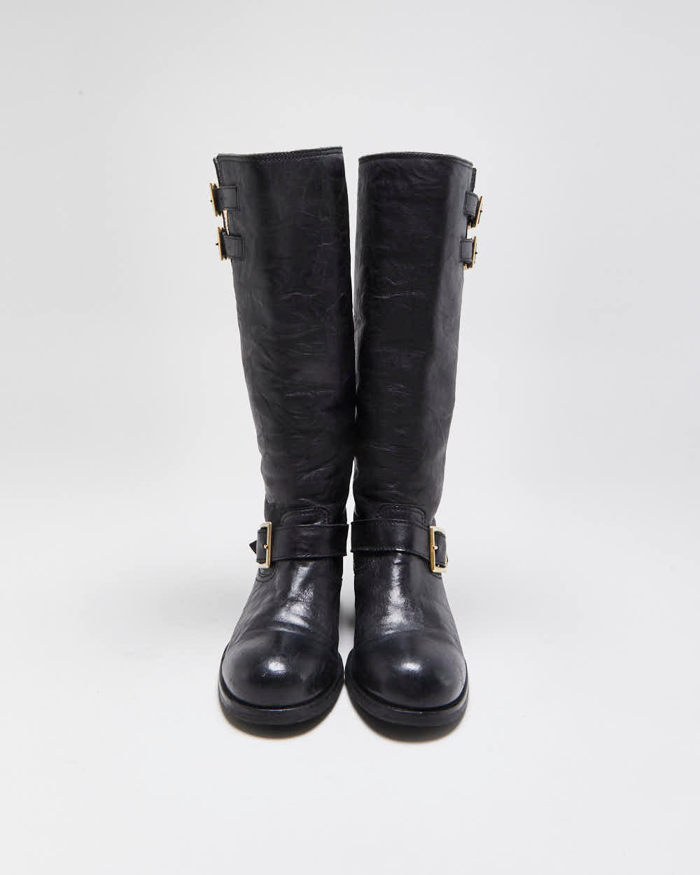 Vintage Y2K 00s Jimmy Choo Yule Leather Knee High Women's Biker Boots - UK3
