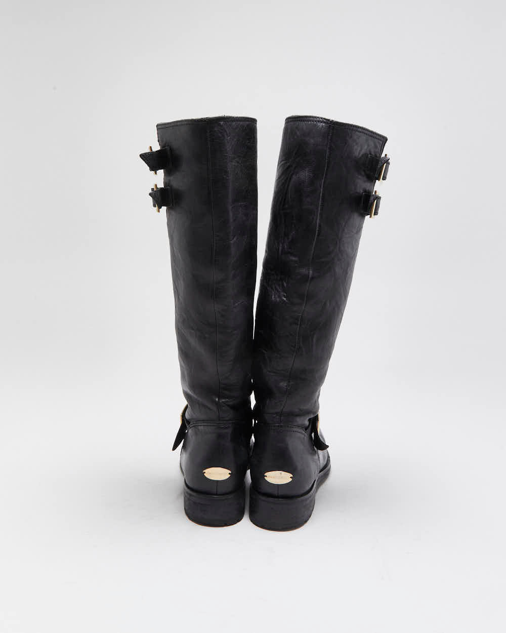 Vintage Y2K 00s Jimmy Choo Yule Leather Knee High Women's Biker Boots - UK3