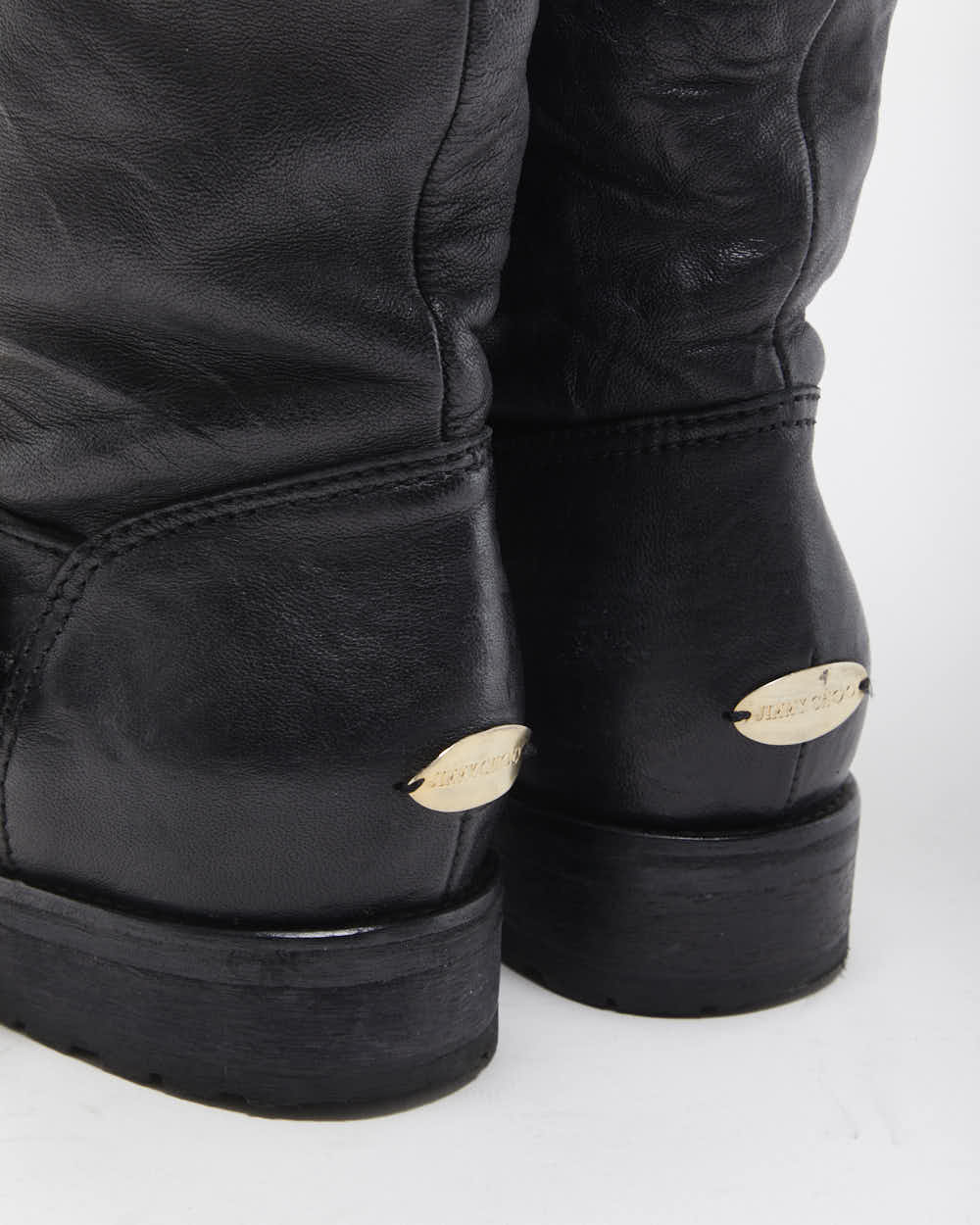 Vintage Y2K 00s Jimmy Choo Yule Leather Knee High Women's Biker Boots - UK3