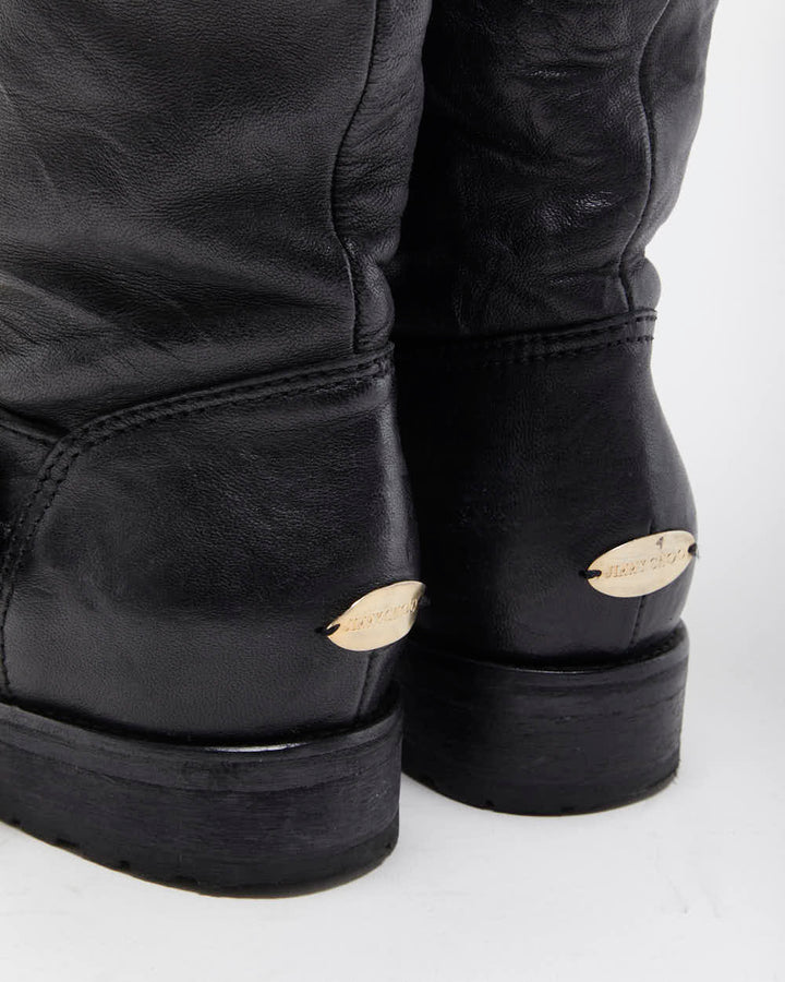 Vintage Y2K 00s Jimmy Choo Yule Leather Knee High Women's Biker Boots - UK3