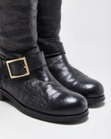 Vintage Y2K 00s Jimmy Choo Yule Leather Knee High Women's Biker Boots - UK3