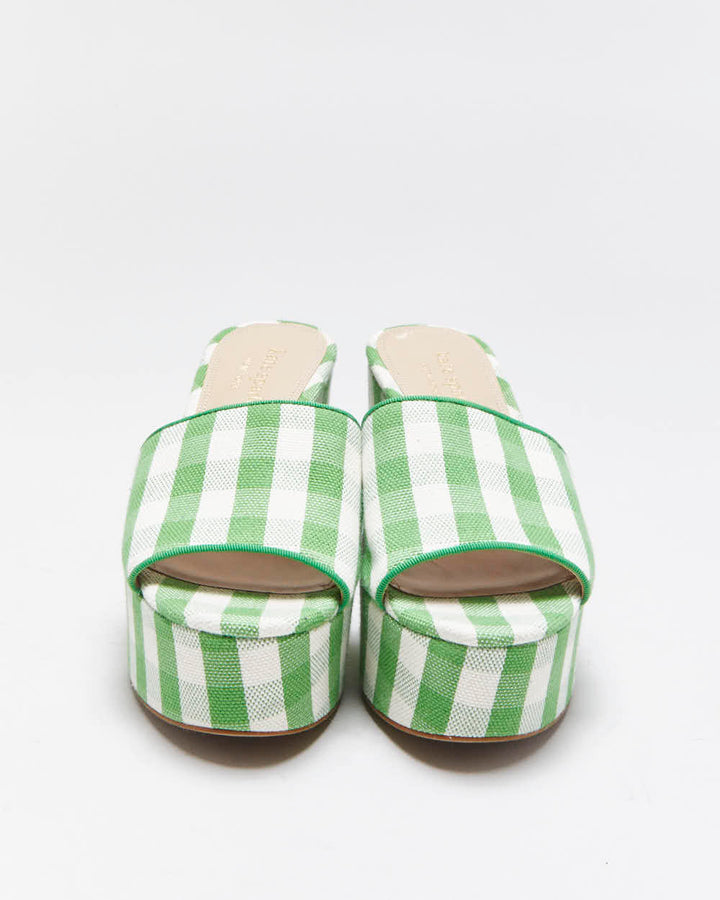 DS Kate Spade Gingham Ibiza Platform Sandals - UK5