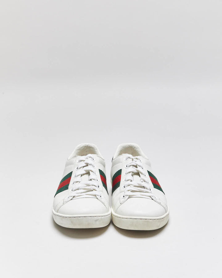 2022 Gucci Ace Women's Croc Web Leather Low Trainers - UK2