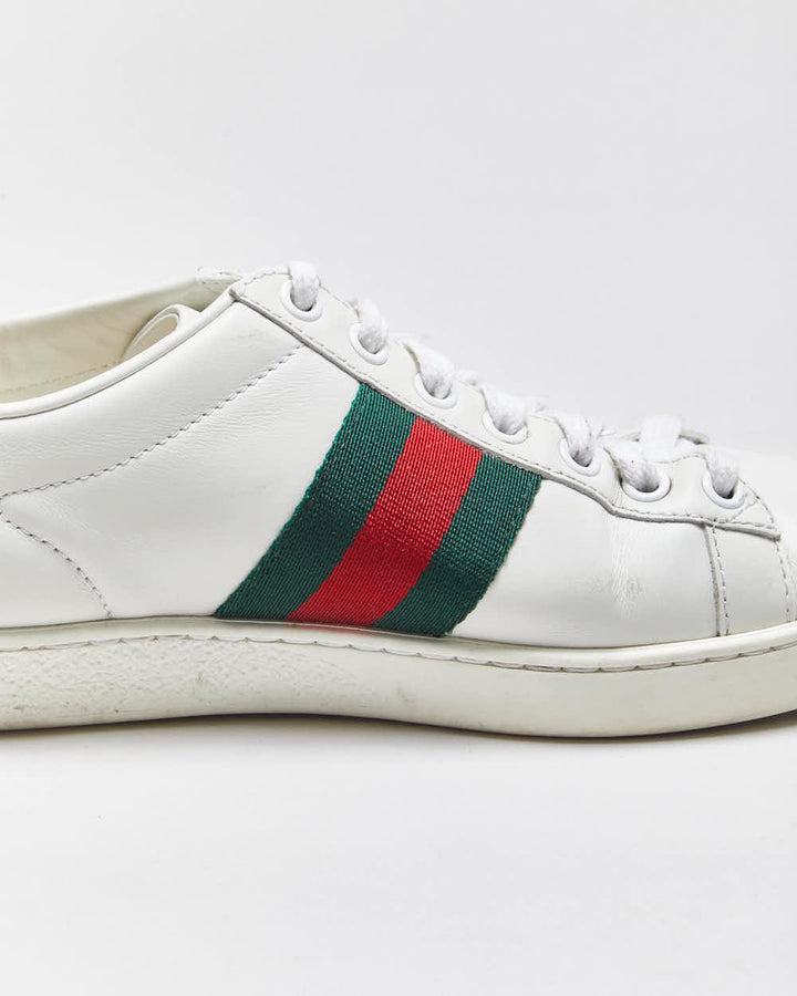 2022 Gucci Ace Women's Croc Web Leather Low Trainers - UK2