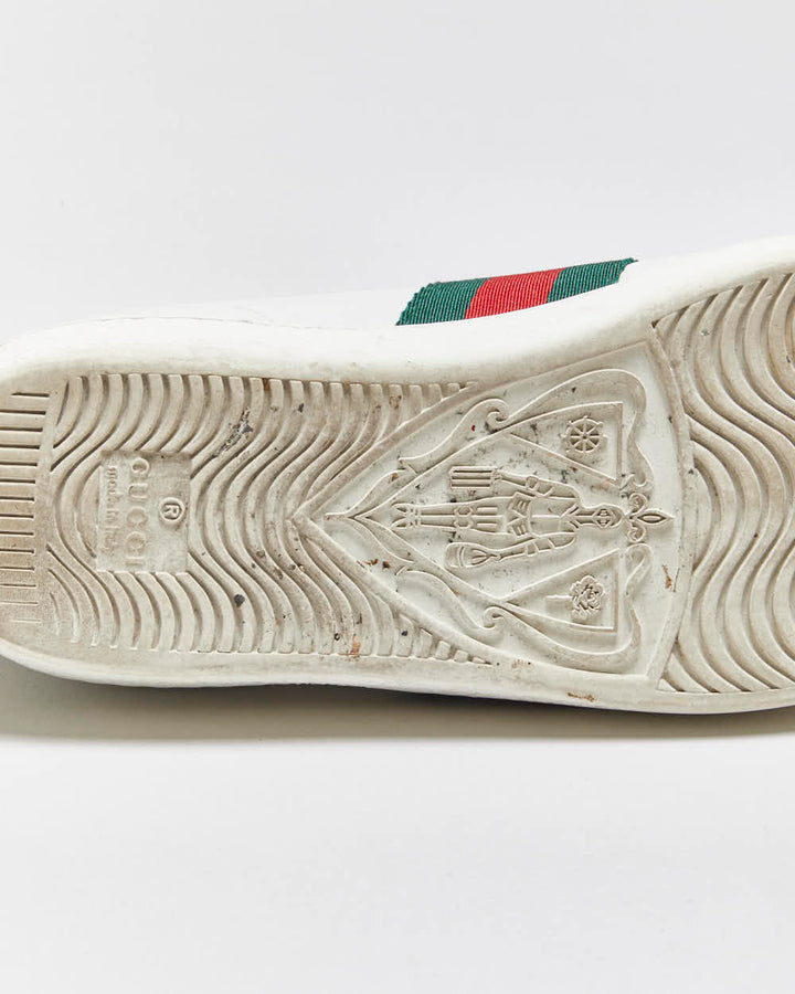 2022 Gucci Ace Women's Croc Web Leather Low Trainers - UK2