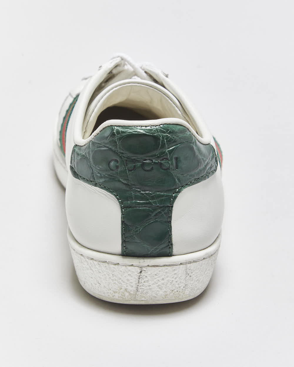 2022 Gucci Ace Women's Croc Web Leather Low Trainers - UK2
