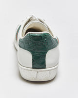 2022 Gucci Ace Women's Croc Web Leather Low Trainers - UK2