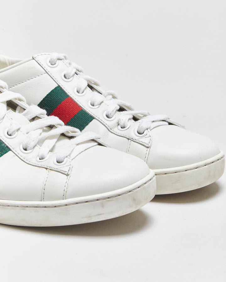 2022 Gucci Ace Women's Croc Web Leather Low Trainers - UK2