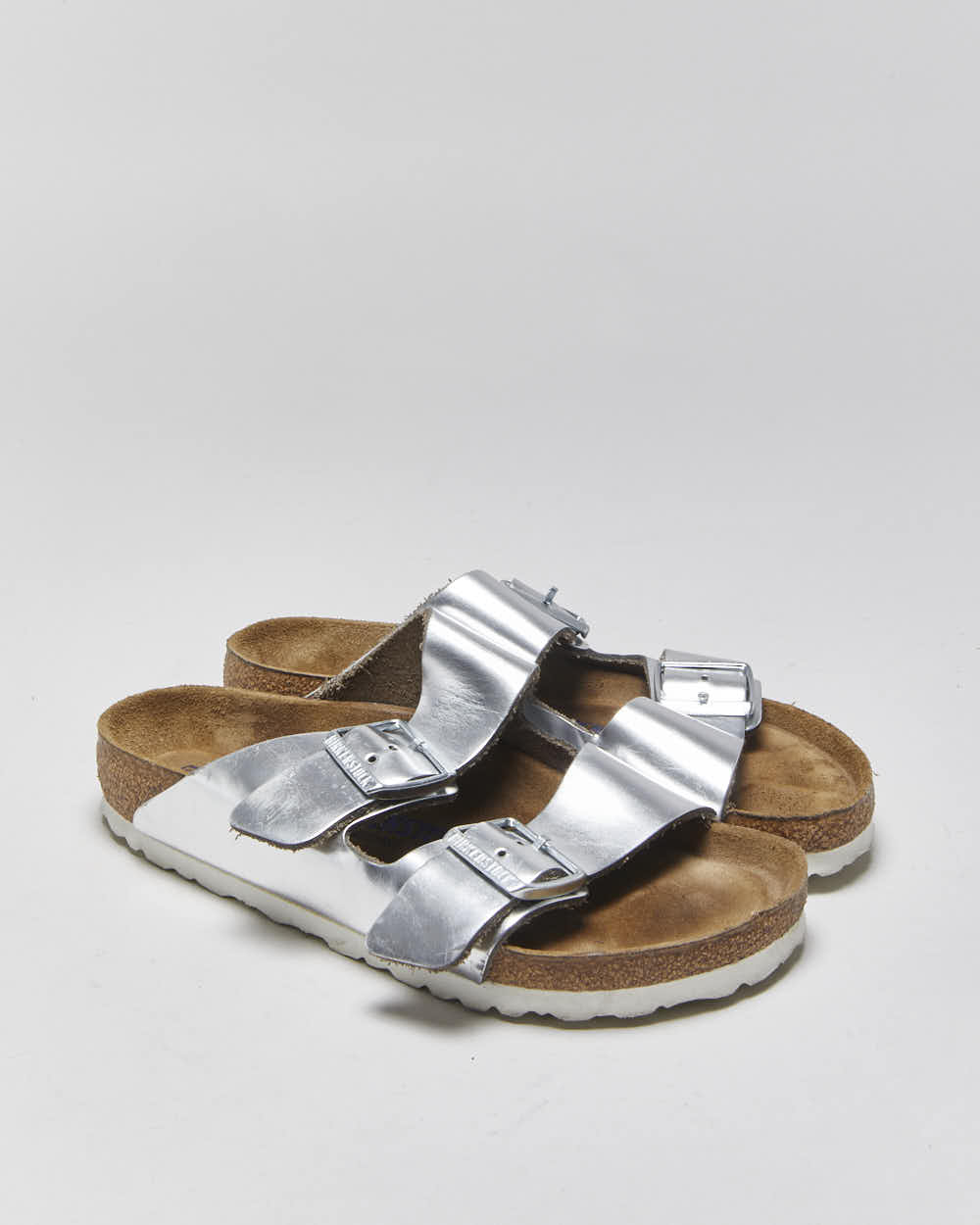 Birkenstock Arizona Silver Metallic Sandals - UK4