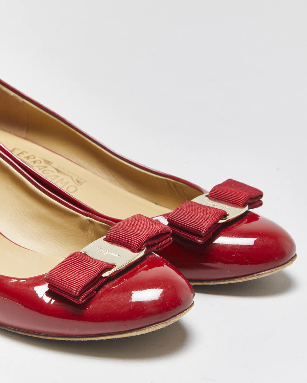 Vintage Salvatore Ferragamo Patent Heeled Ballet Flats - UK5