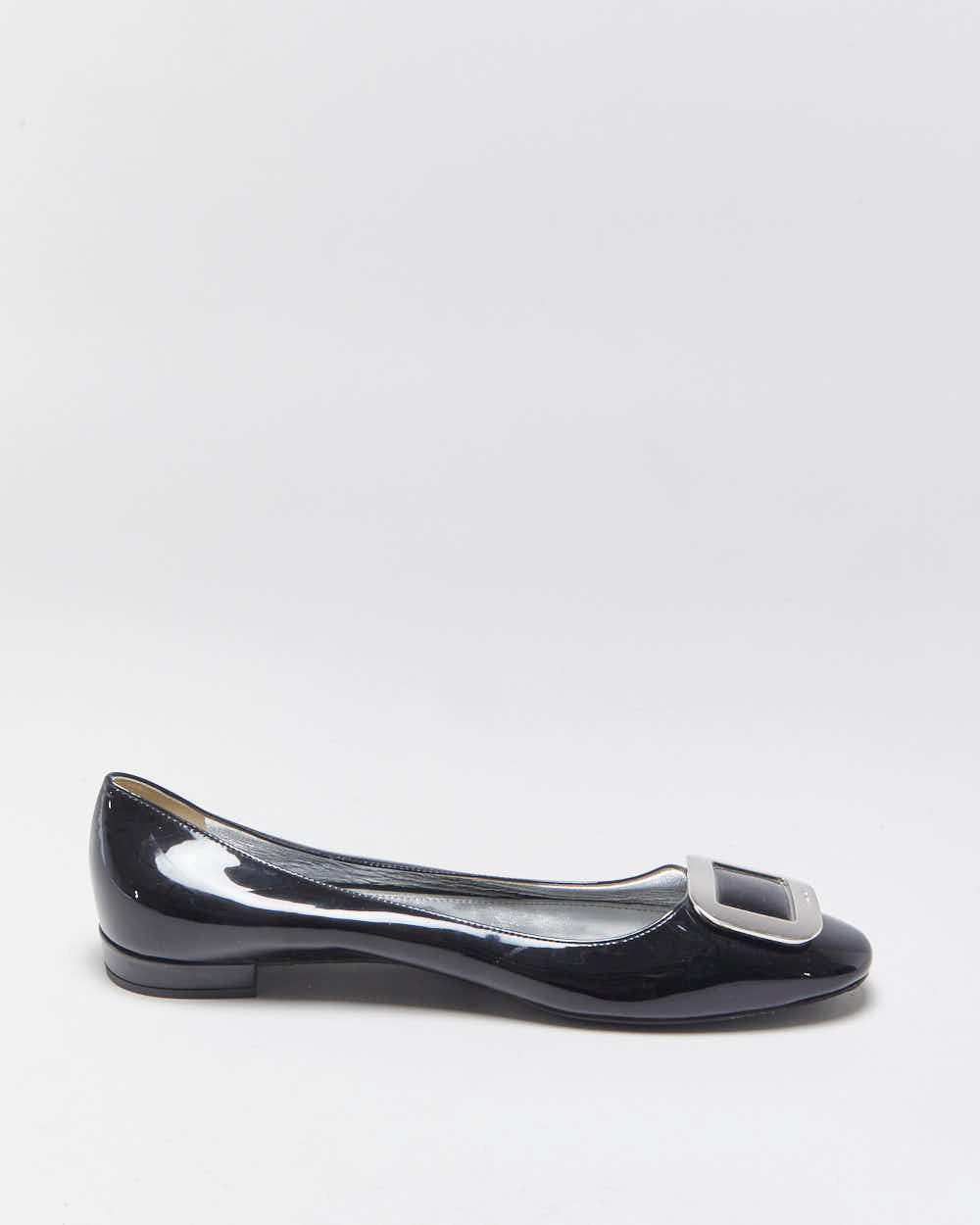 Vintage Prada Patent Leather Chunky Buckle Ballet Flats - UK8