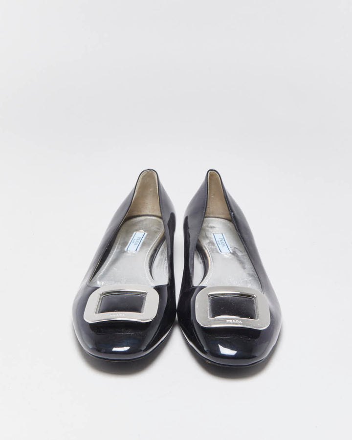 Vintage Prada Patent Leather Chunky Buckle Ballet Flats - UK8