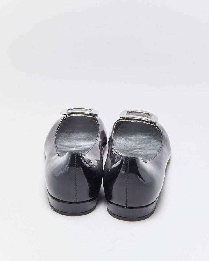 Vintage Prada Patent Leather Chunky Buckle Ballet Flats - UK8