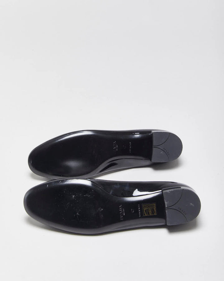 Vintage Prada Patent Leather Chunky Buckle Ballet Flats - UK8