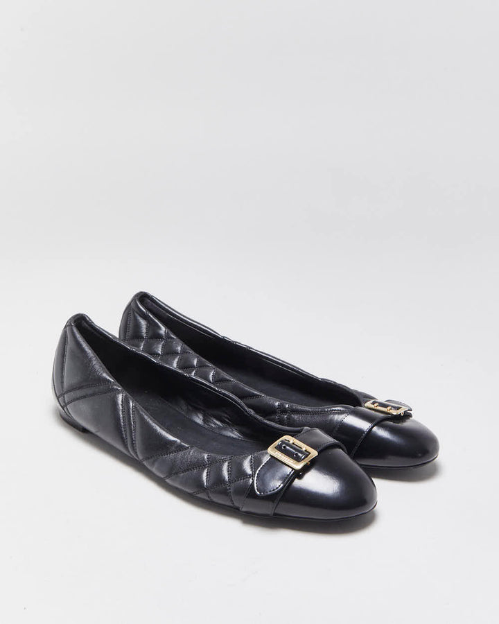 Vintage Burberry Quilted Leather Ballet Flats - UK8