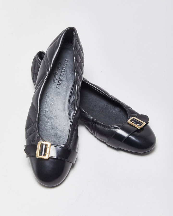 Vintage Burberry Quilted Leather Ballet Flats - UK8