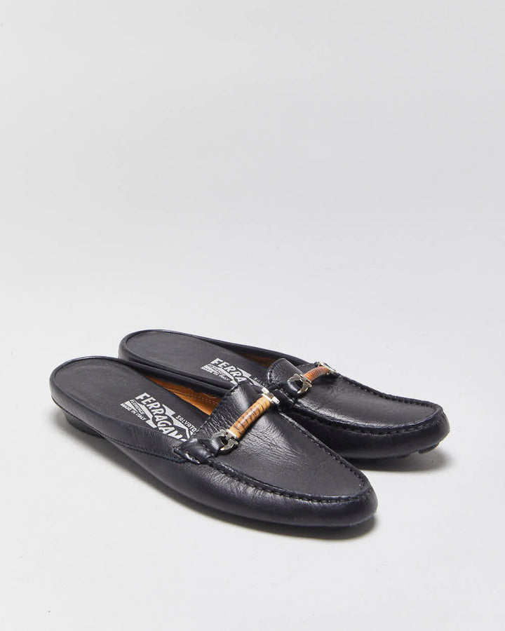 Vintage Salvatore Ferragamo Leather Loafer Mules - UK3