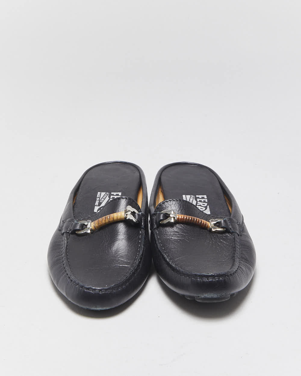 Vintage Salvatore Ferragamo Leather Loafer Mules - UK3