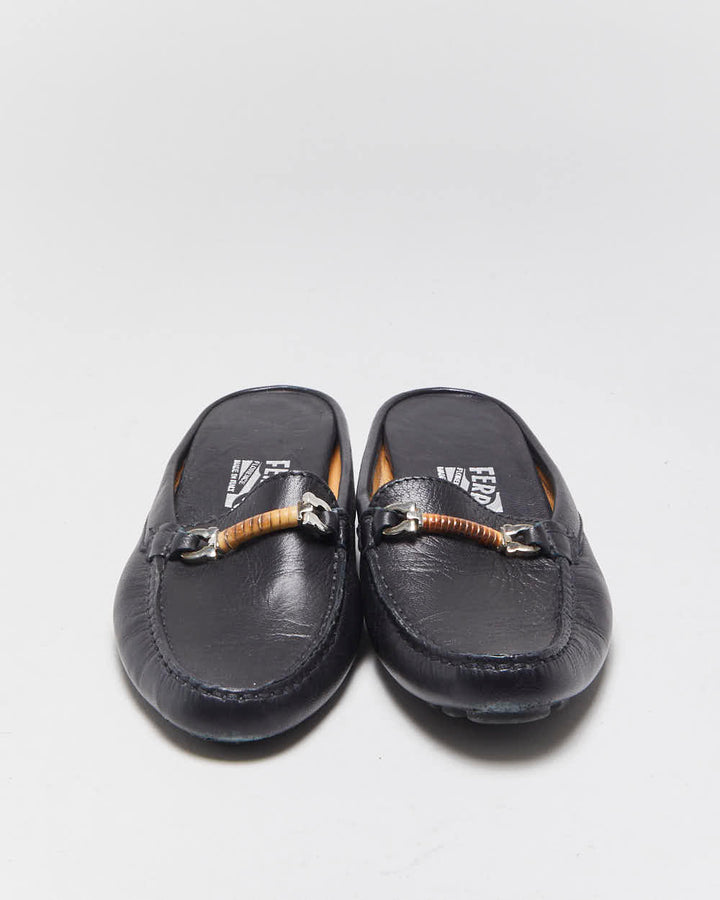 Vintage Salvatore Ferragamo Leather Loafer Mules - UK3