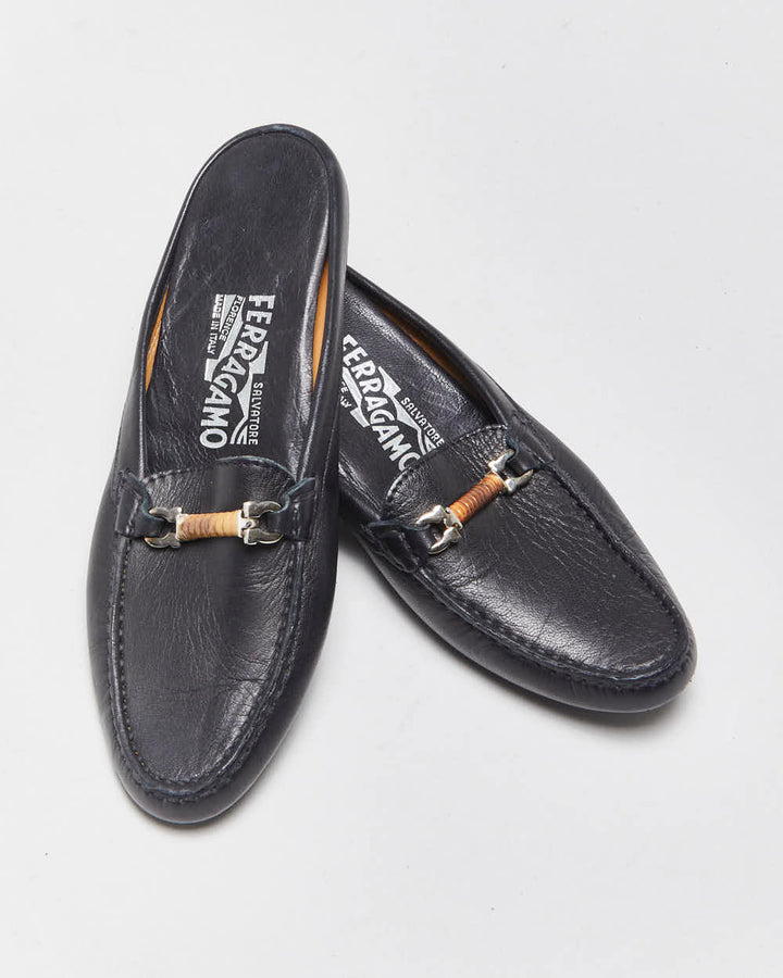 Vintage Salvatore Ferragamo Leather Loafer Mules - UK3