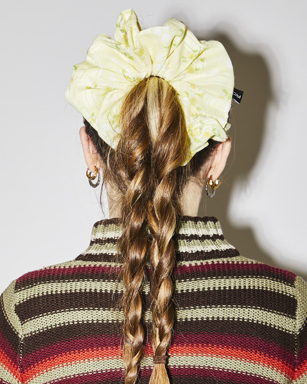 Rokit Originals Sustainable Scrunchie - Yellow Floral Check