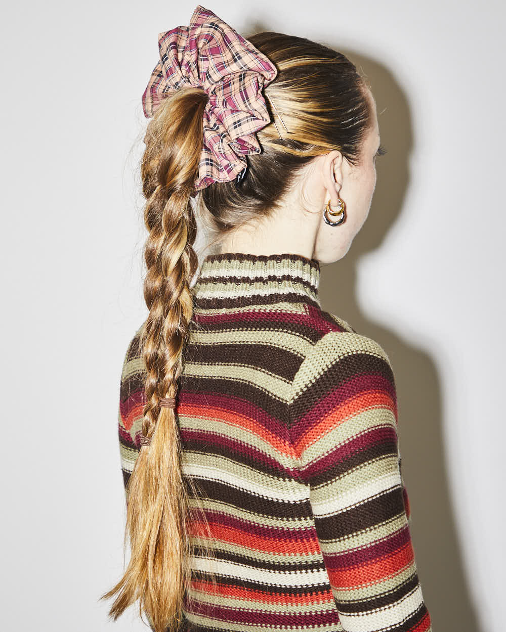 Rokit Originals Sustainable Scrunchie - Burgundy Check