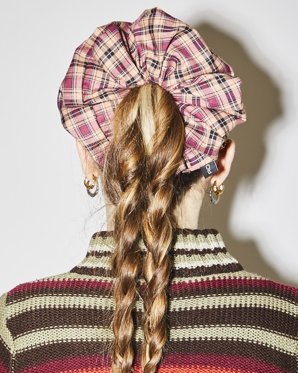Rokit Originals Sustainable Scrunchie - Burgundy Check