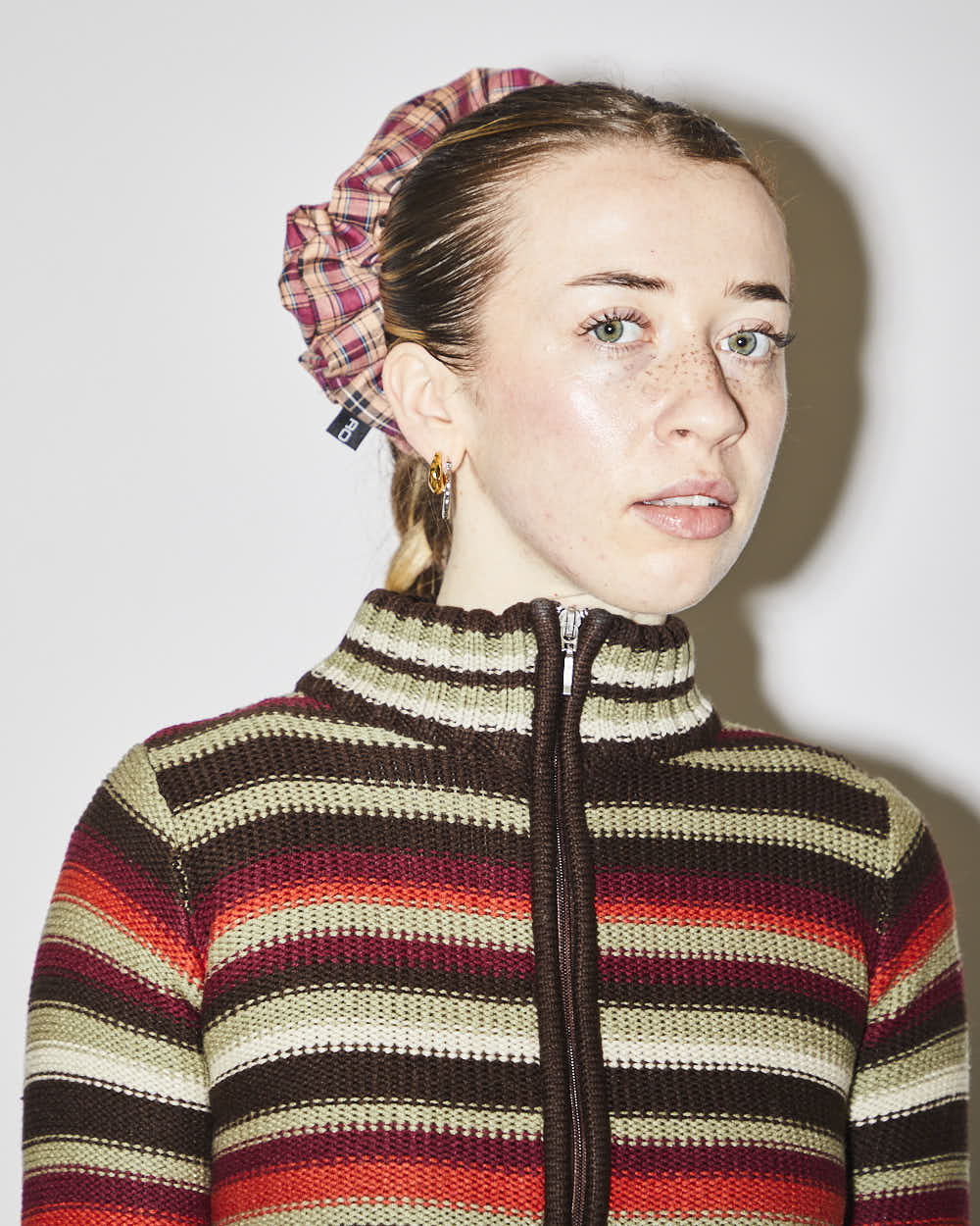 Rokit Originals Sustainable Scrunchie - Burgundy Check